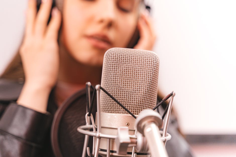 Professional podcast recording studio with state-of-the-art equipment and acoustic treatment